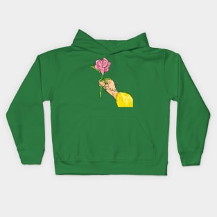 Hand Holding A Rose Kids Hoodie